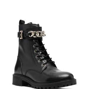 Geox Hoara‎ Black Leather Combat Ankle Boots